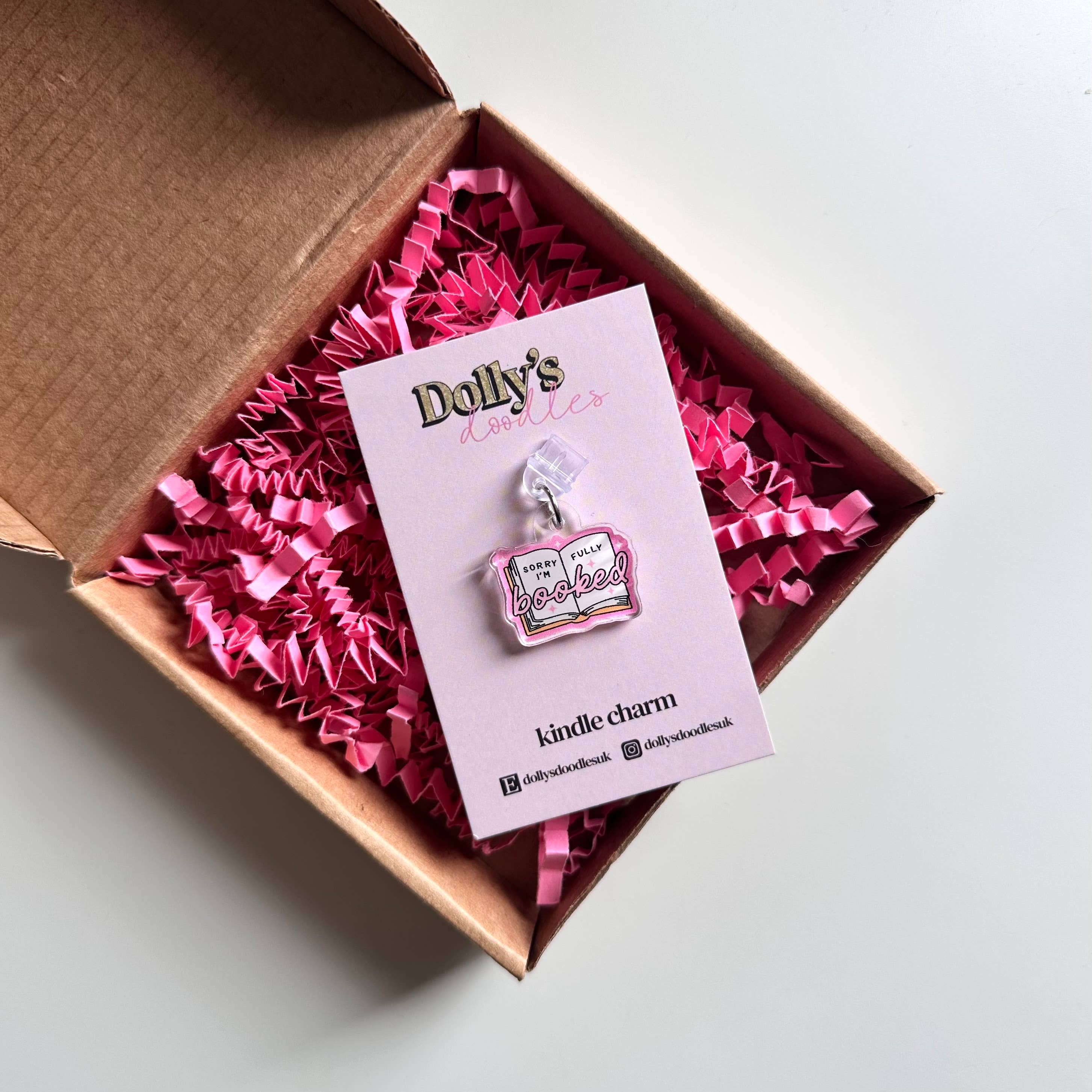 Dolly's Doodles - Sorry I’m Fully Booked Pink Kindle Charm