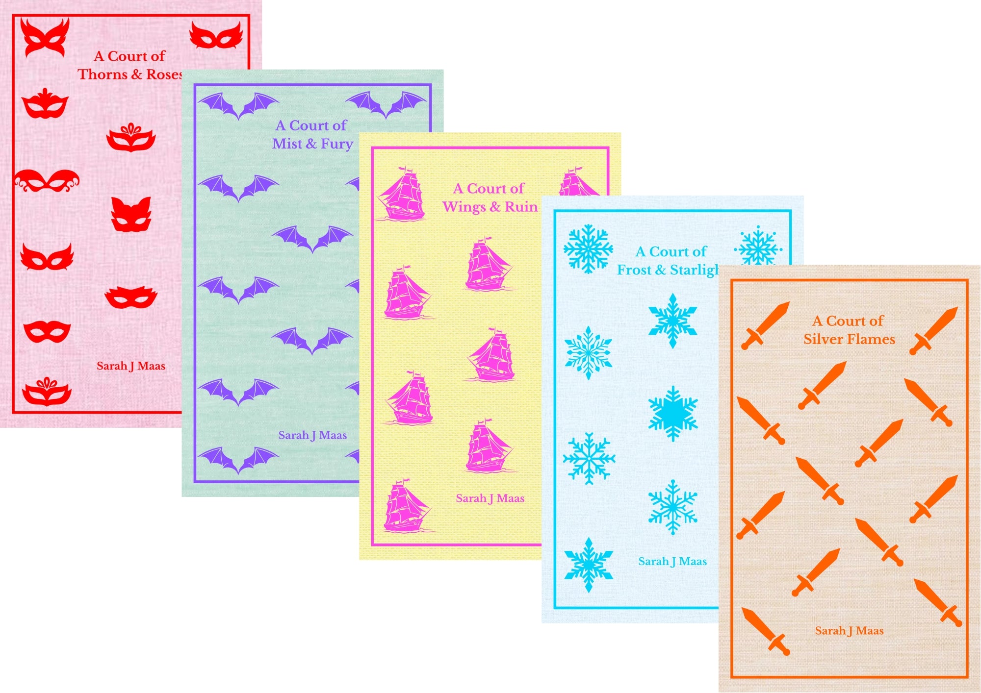 ACOTAR FULL SET 5 Books handmade re-binded special edition book