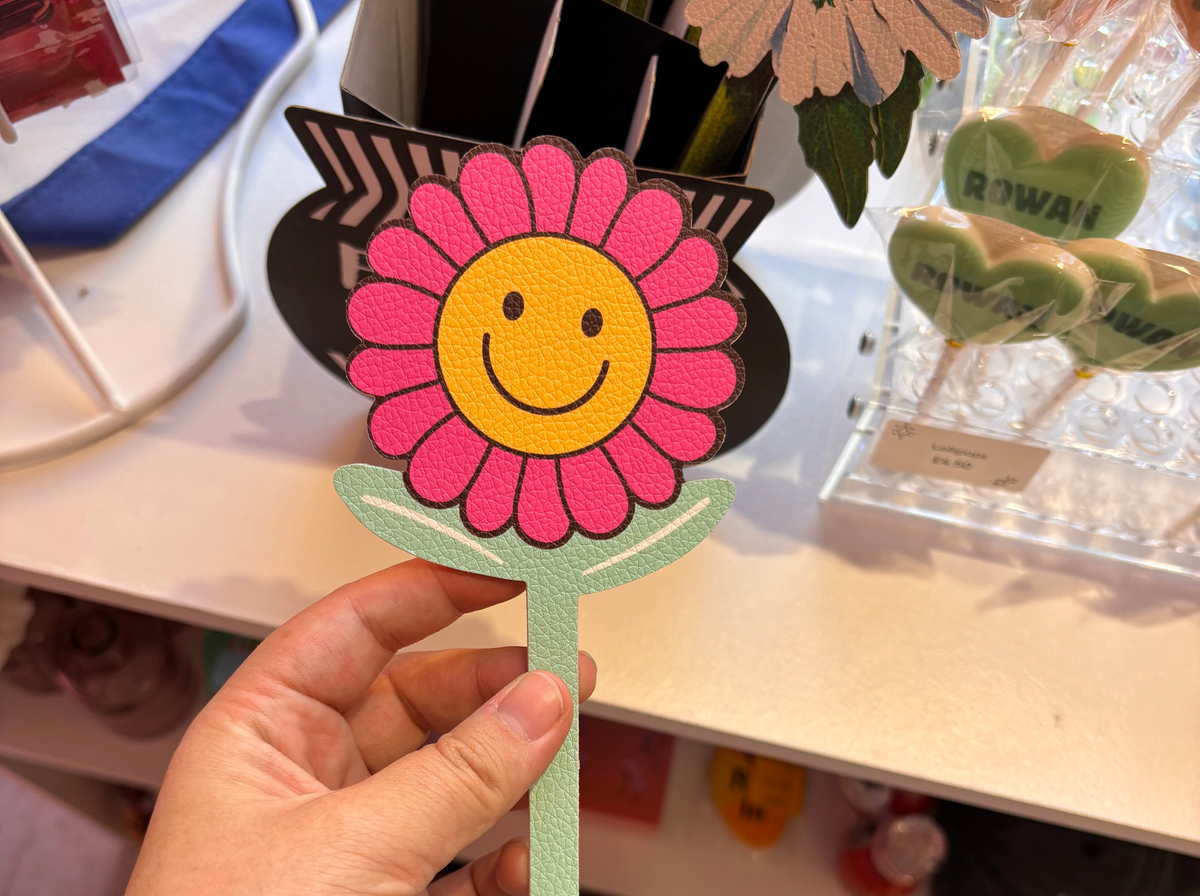 Vegan leather Flower Bookmark (Smiley Face)