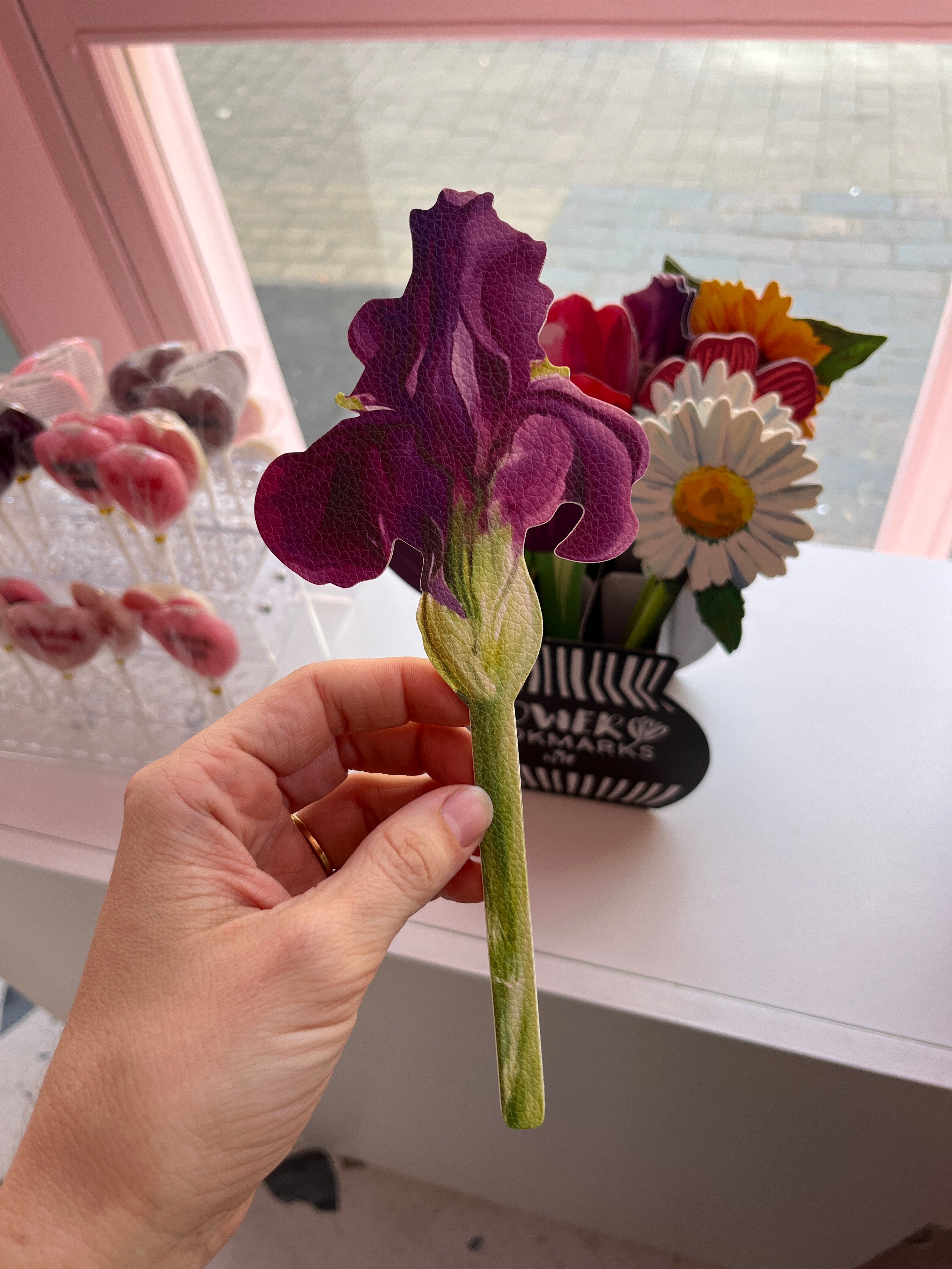 Vegan leather Flower Bookmark (Iris)