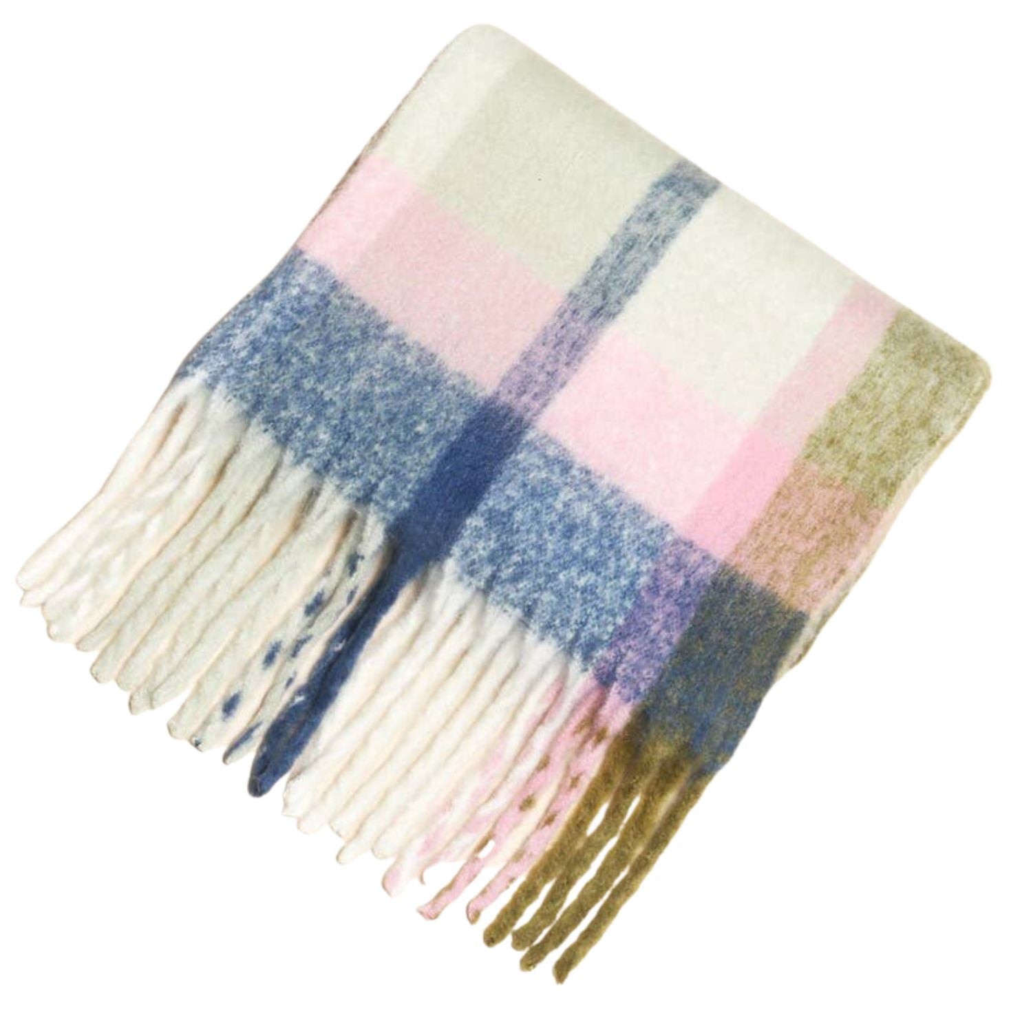 Olive and Pink Stripe Winter Scarf