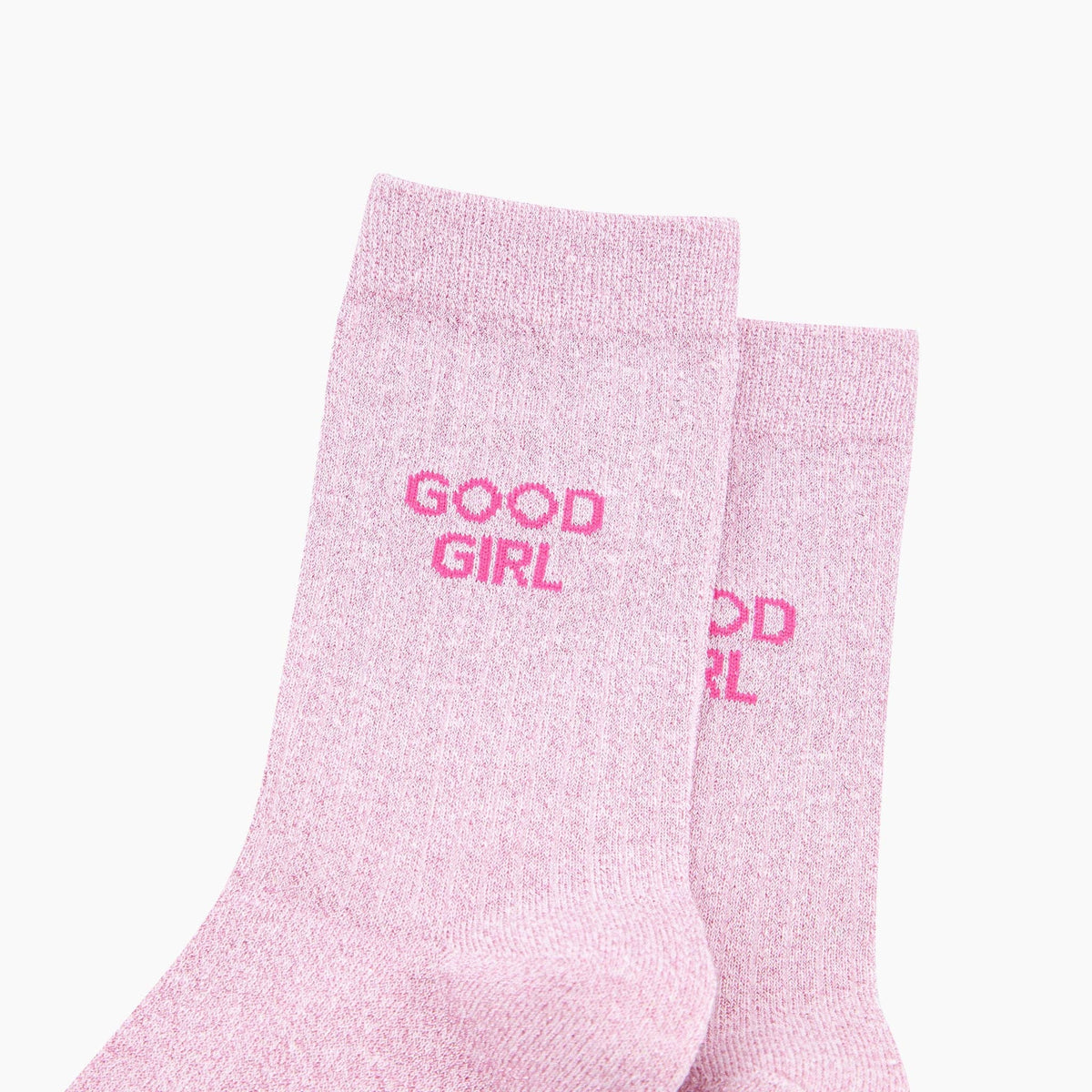 Good Girl Combed Cotton Glitter Socks in Light Pink