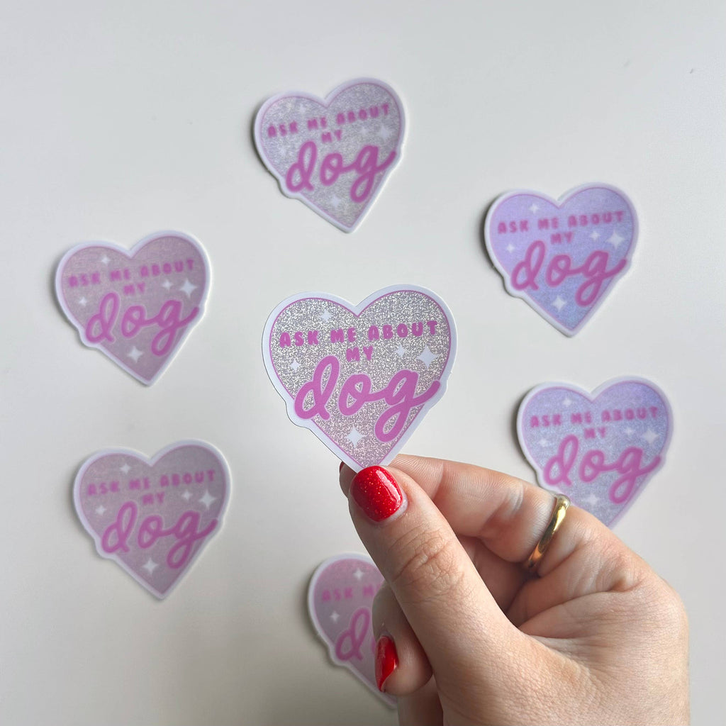 Holographic Sticker | Glitter Pink Dog Cat Pet Parent Cute