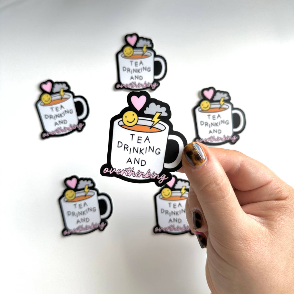 Dolly's Doodles - Tea Drinking and Overthinking Sticker