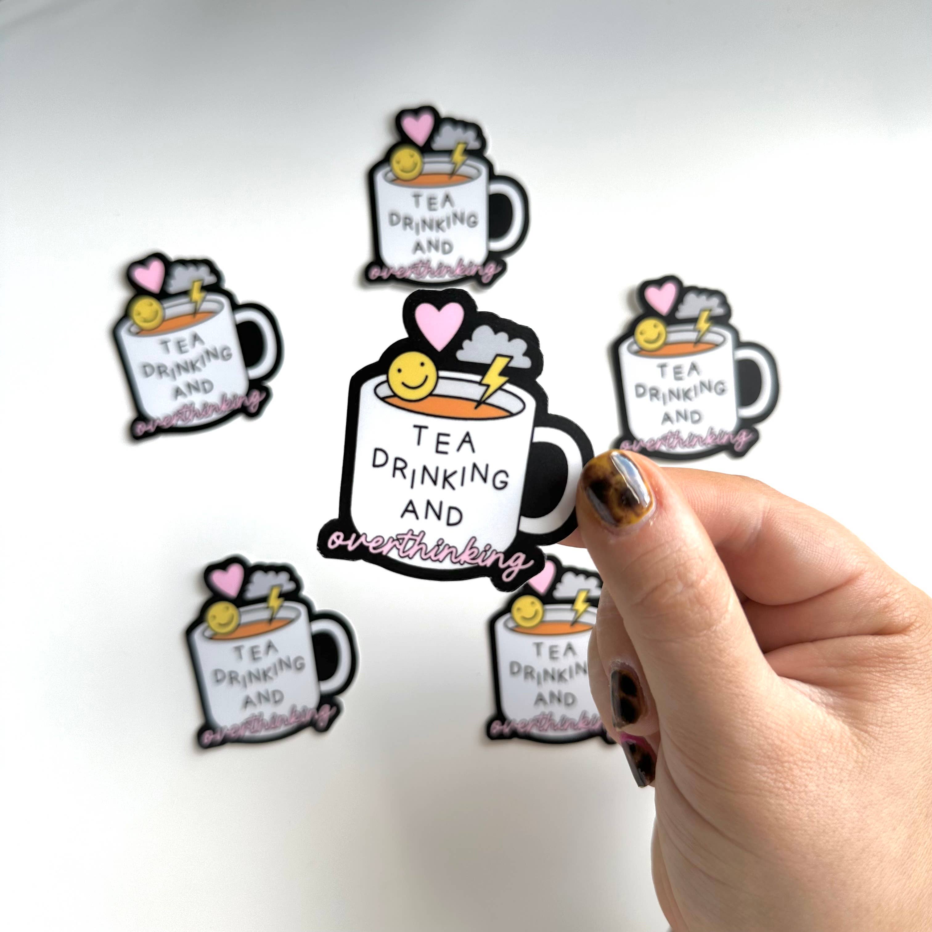 Dolly's Doodles - Tea Drinking and Overthinking Sticker