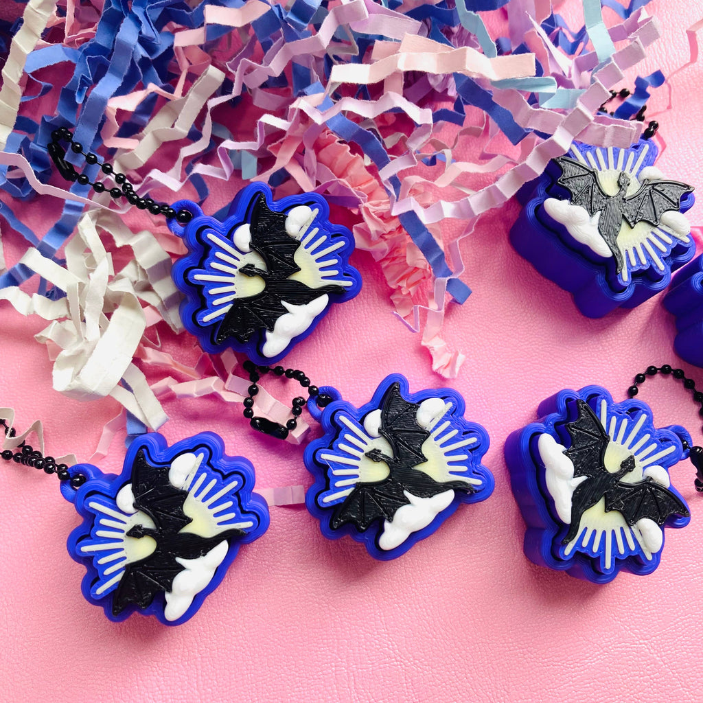 3D Printed Purple Fantasy Dragon Fidget Clicker Keychain