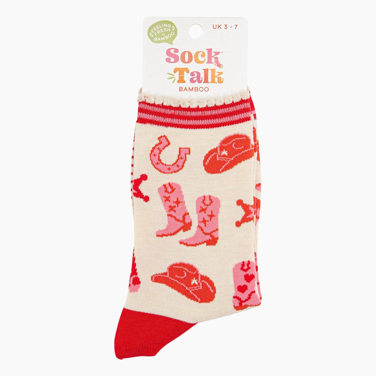 Wild West Cowboy Boots Bamboo Socks in Cream