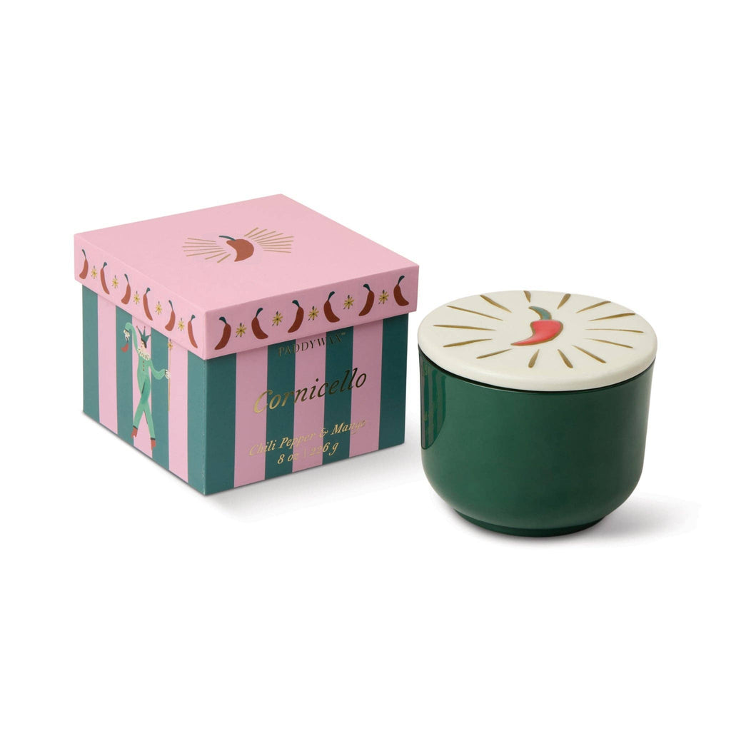 Charmed 8oz/226g Green Glass Candle with Chili Lid - Chili Pepper & Mango