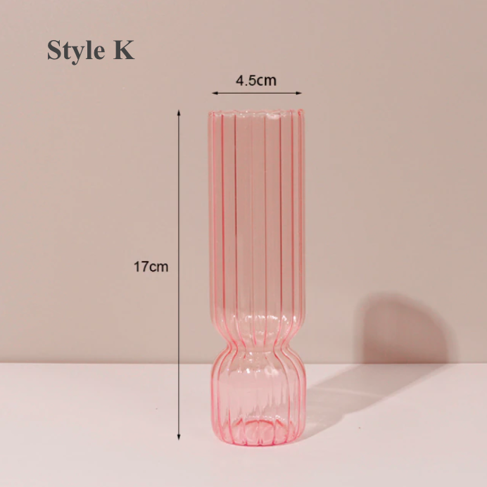 Pink Glass Candlestick Holder | Flower Vase