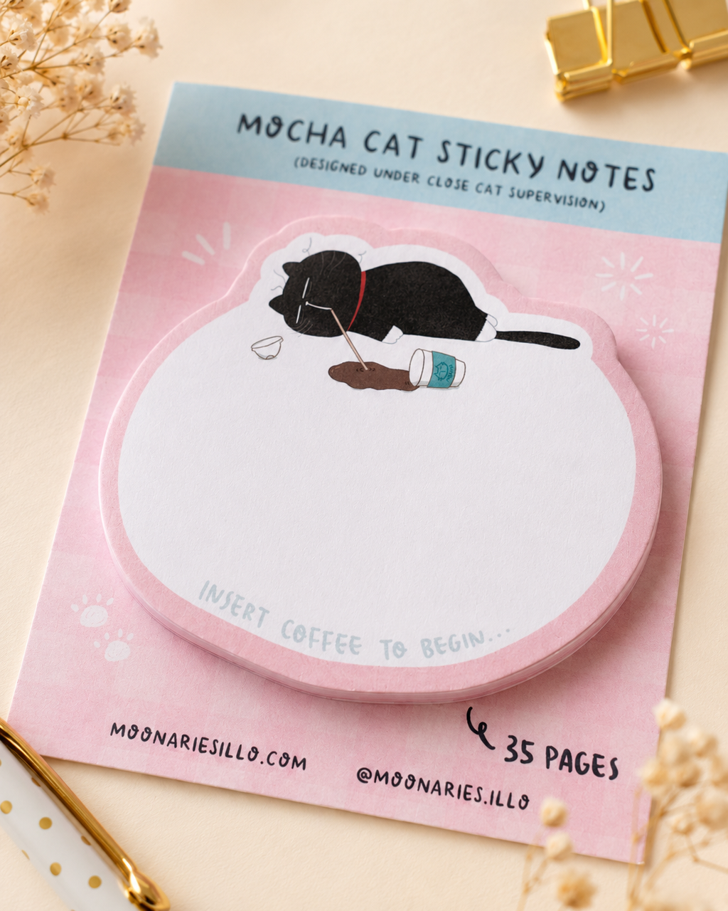 Cat Die-Cut Shaped Sticky Notes, Cat Memo Pad, 35 pages