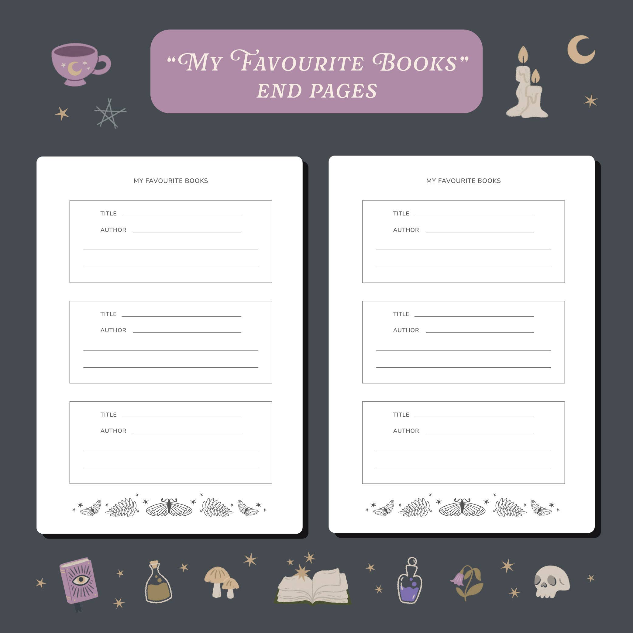 Whimsy Witch Reading Journal – 50 Book Review Notebook