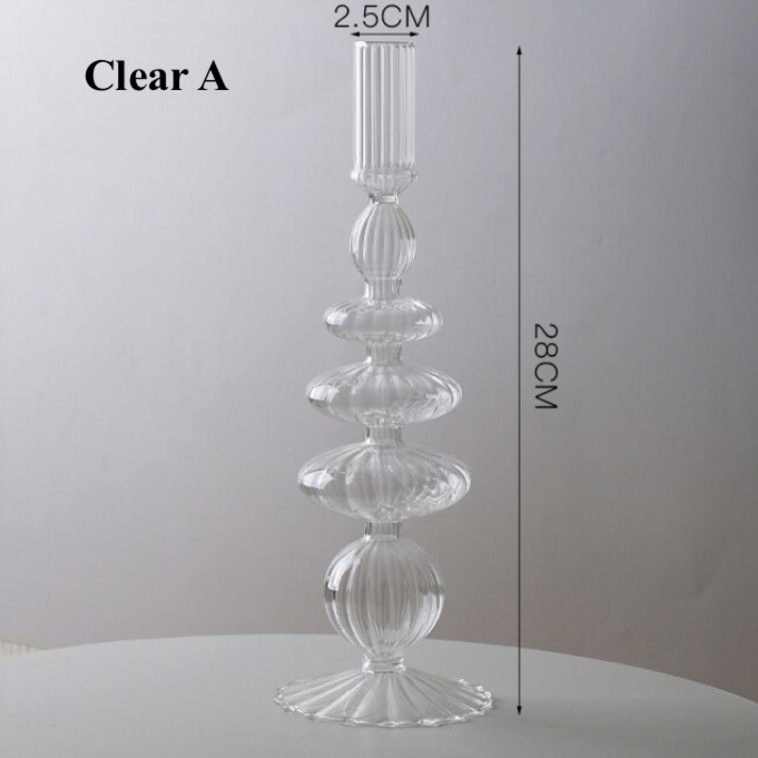Lace Glass Taper Candle Holder – Colorful Candlestick