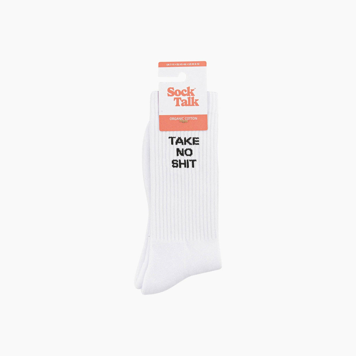 Take No Shit Organic Cotton Sports Socks in White