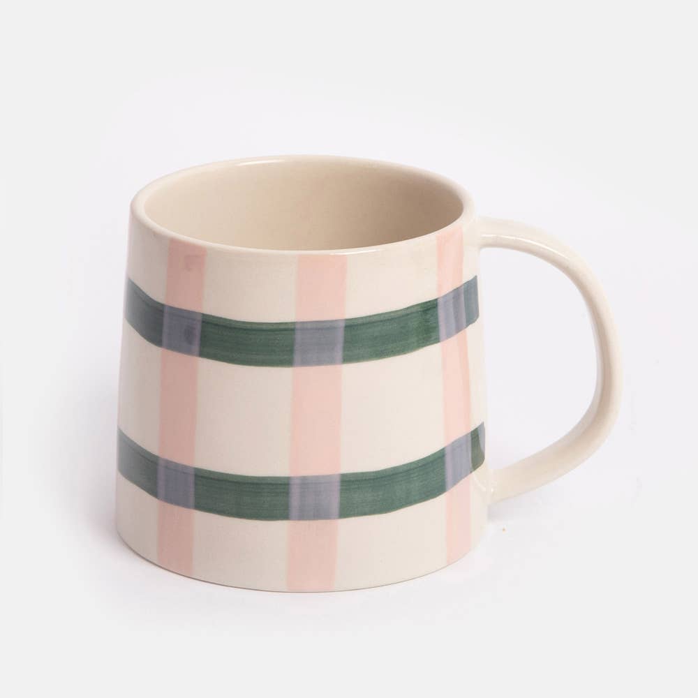 Caroline Gardner - Pink/Teal Check Large Mug