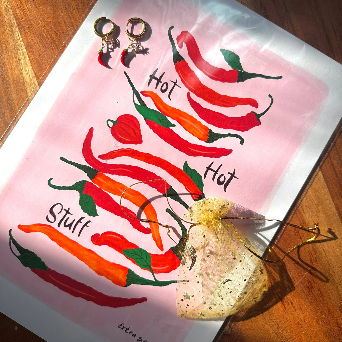🔥 HOTTT Chilli 🌶️ & Sparkle ✨ Detachable Enamel Charm Hoop Earrings