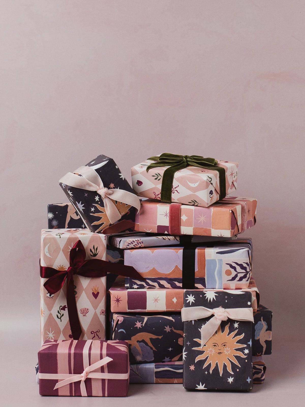 Blush Harlequin Gift Wrap | Feminine Wrapping Paper Sheets