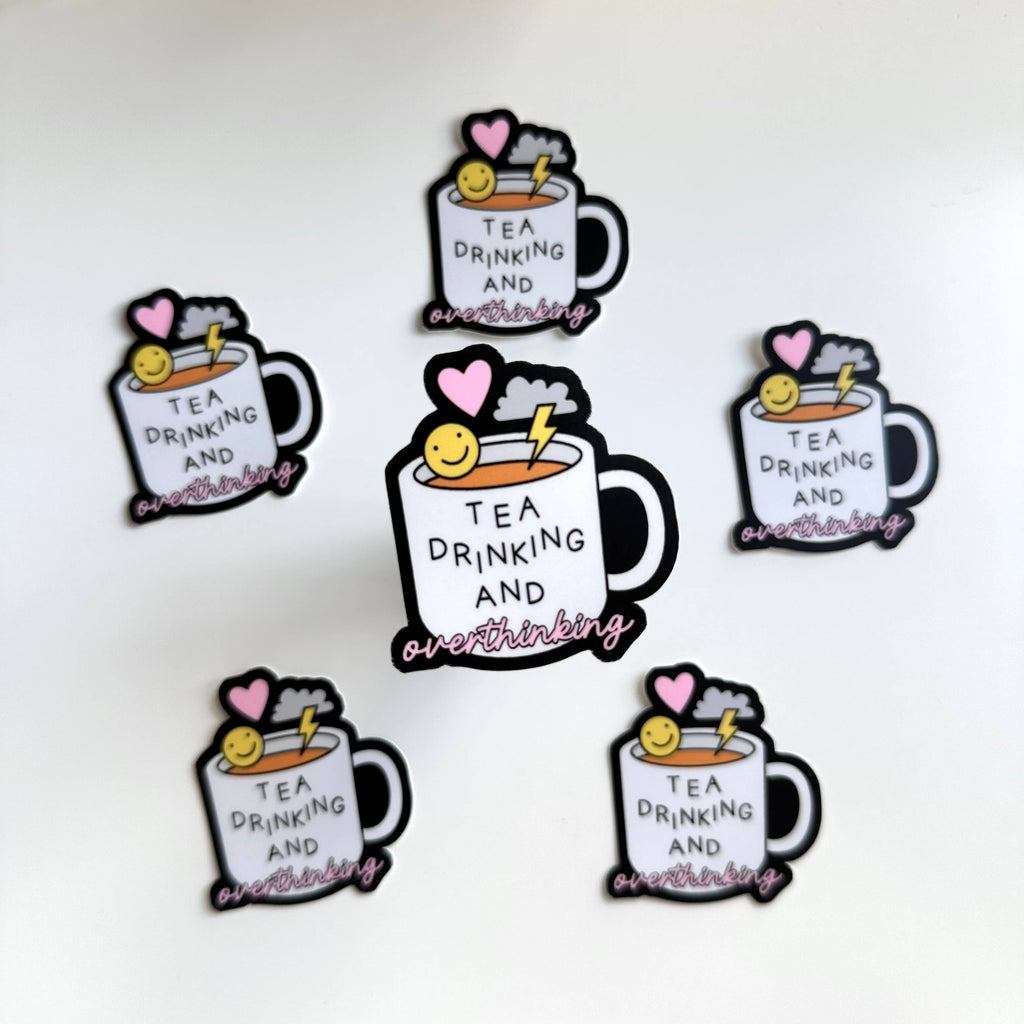 Dolly's Doodles - Tea Drinking and Overthinking Sticker