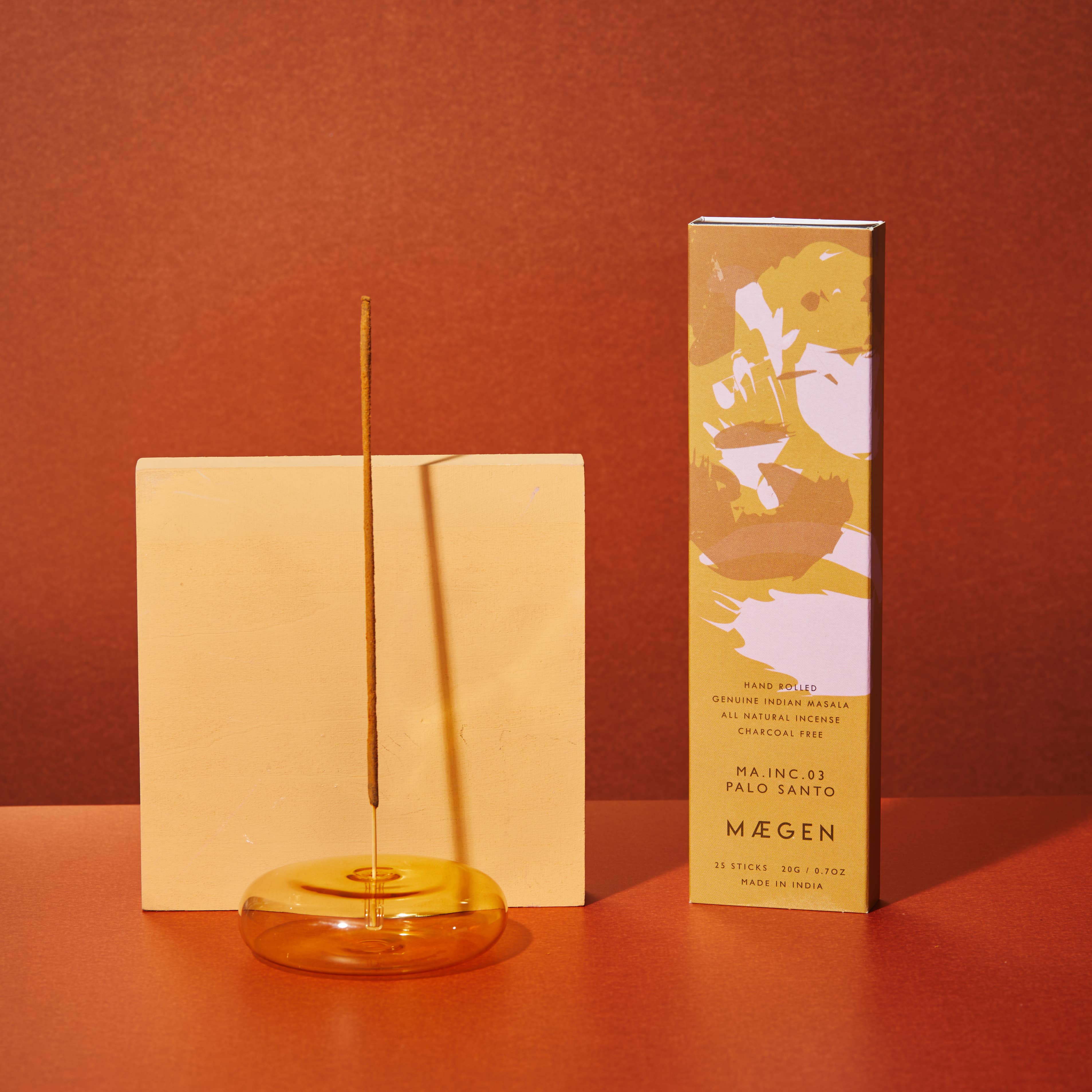 MÆGEN - Hand Blown Glass Incense Holder Yellow