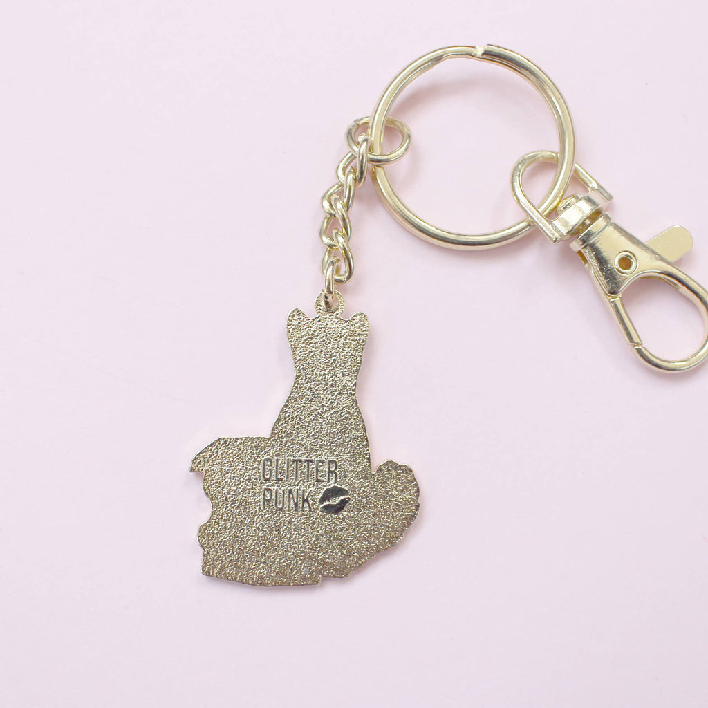 Glitter Punk - Just One More Page cat Key Chain