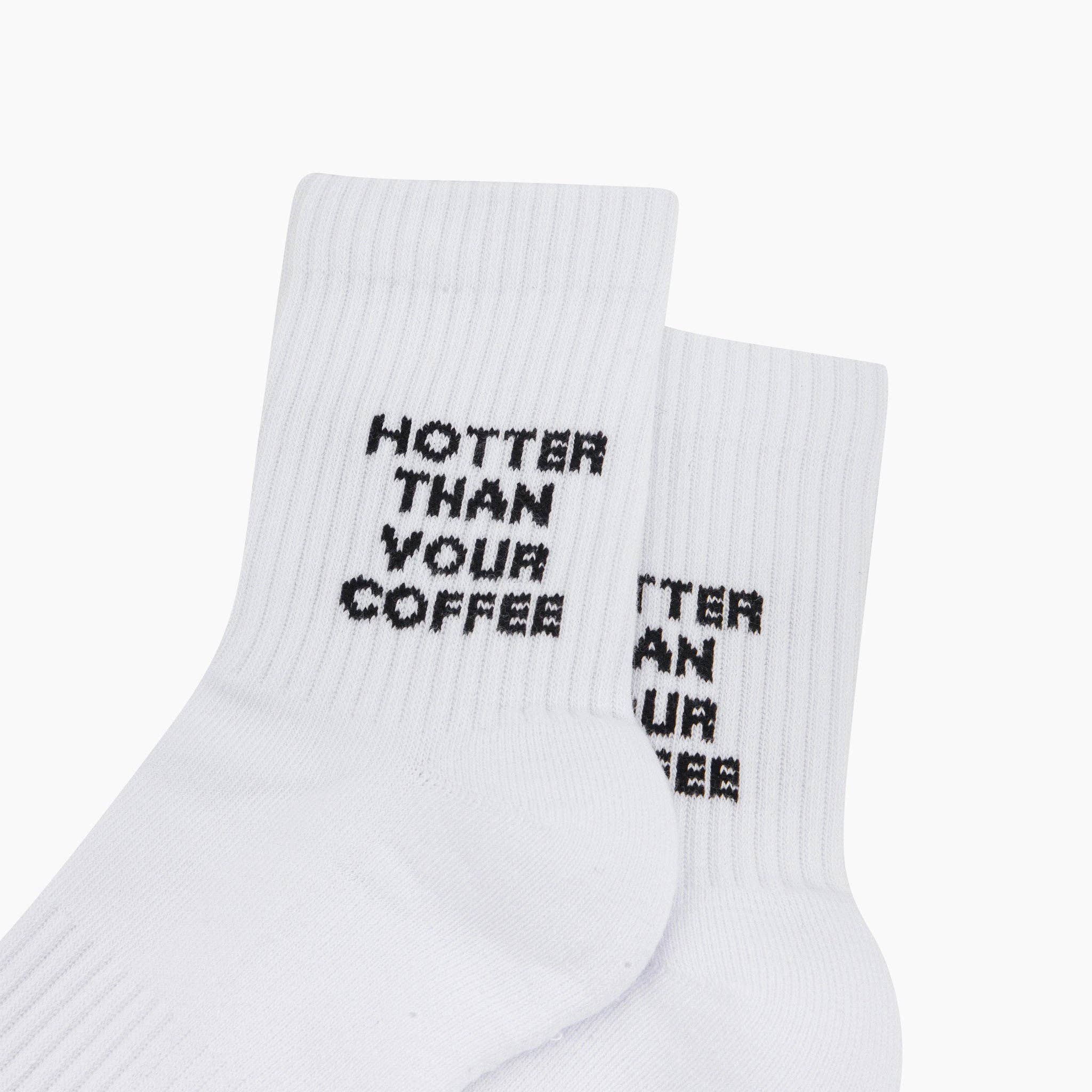 Hotter Than Your Coffee Organic Cotton Sports Socks in White
