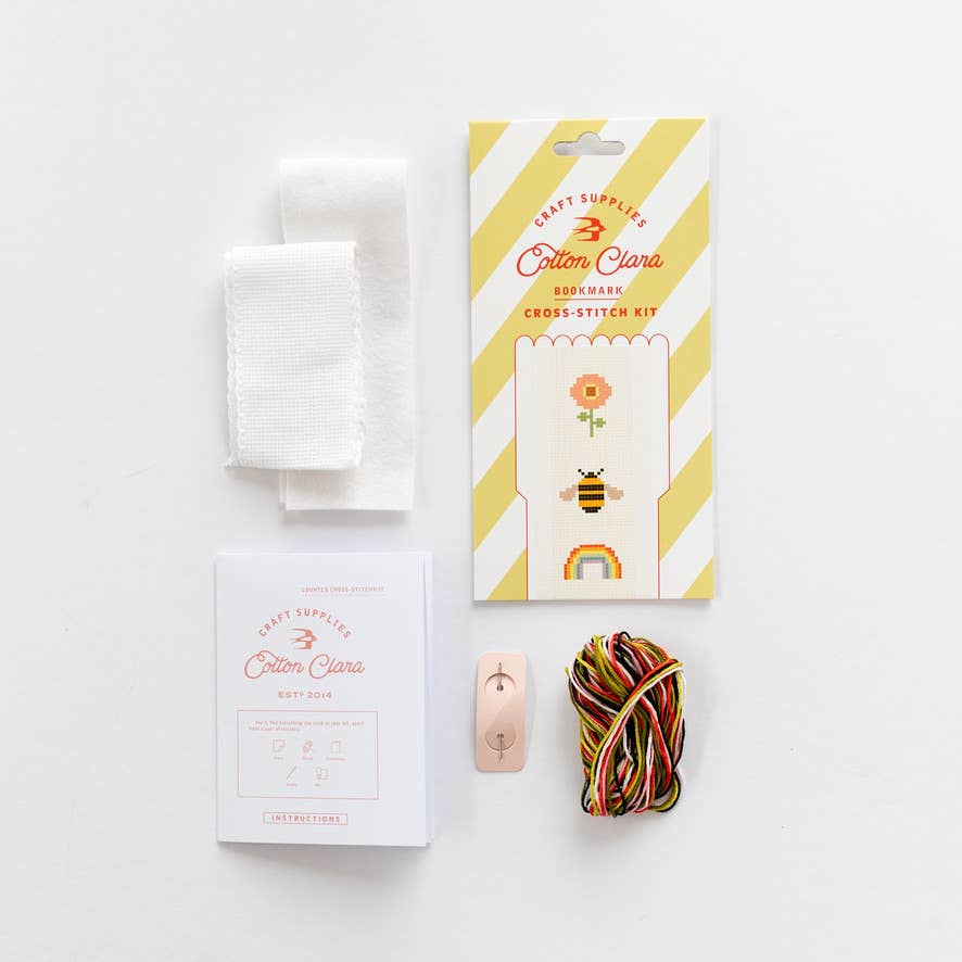 Craft Supplies Cotton Clara Bookish Counted Cross Stitch Bookmark Kit