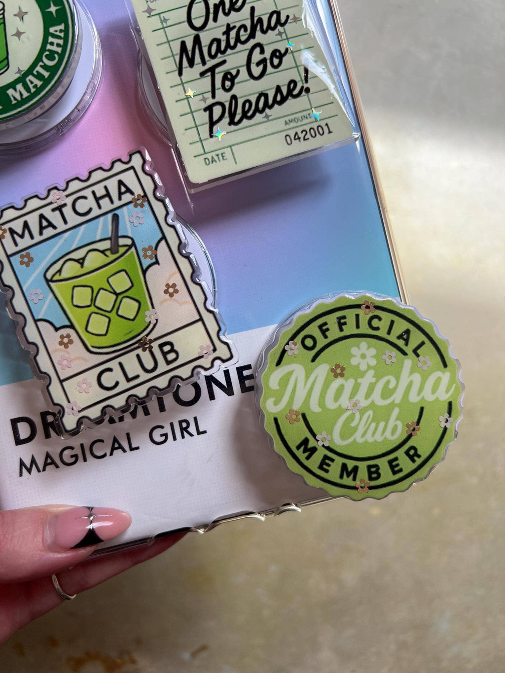 Matcha-Themed Kindle Grip & Phone Holder