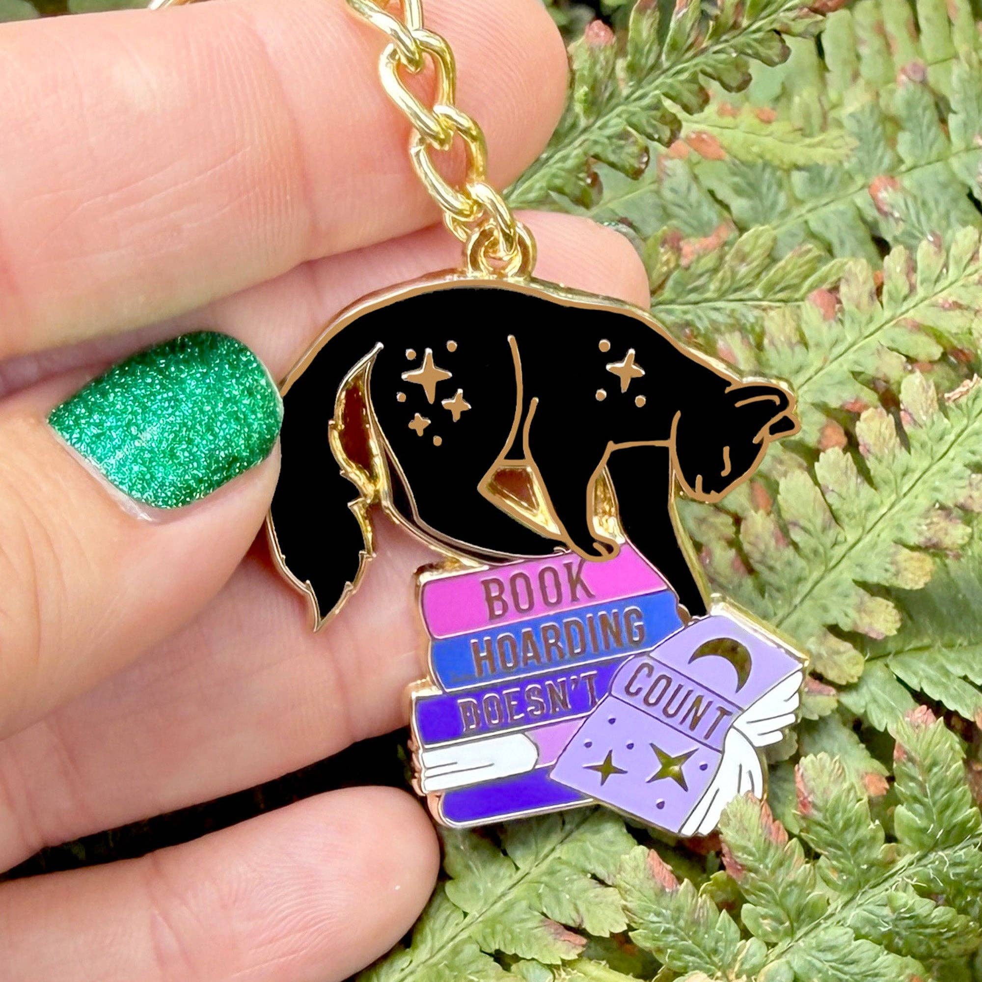 Glitter Punk - Book Hoarding Doesn't Count keychain