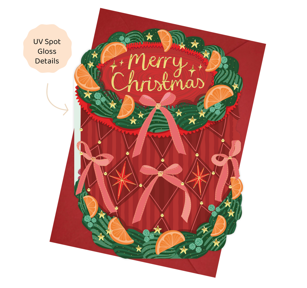 Merry Christmas - Cake Shaped Christmas Card