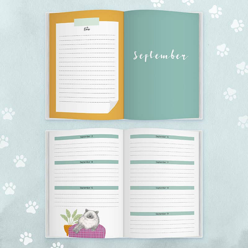 Daily Planner | Cat Themed Undated Diary | Notebook | 2026
