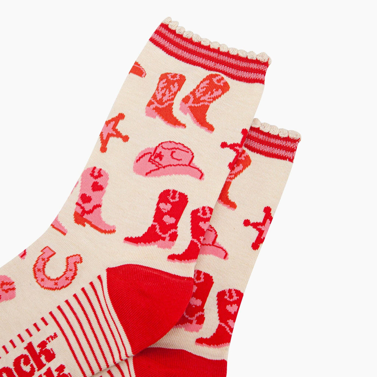 Wild West Cowboy Boots Bamboo Socks in Cream
