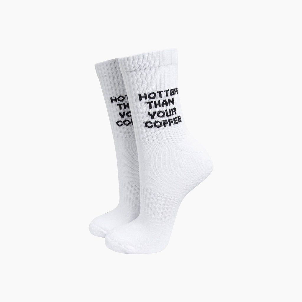 Hotter Than Your Coffee Organic Cotton Sports Socks in White