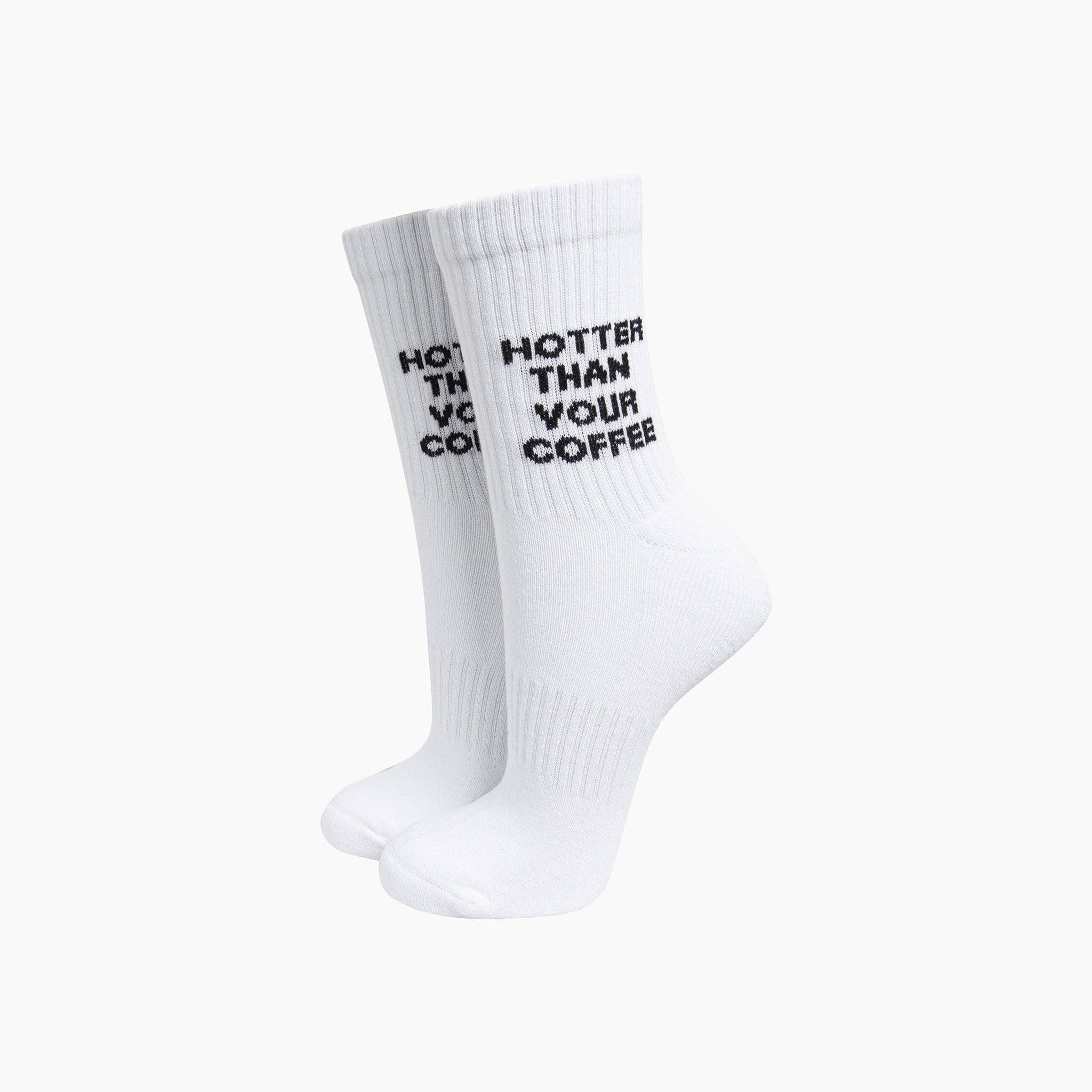 Hotter Than Your Coffee Organic Cotton Sports Socks in White