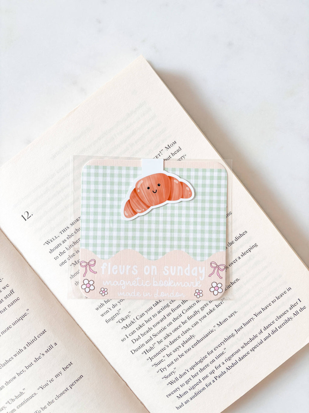 Fleurs on Sunday - Cute Croissant Magnetic Bookmark