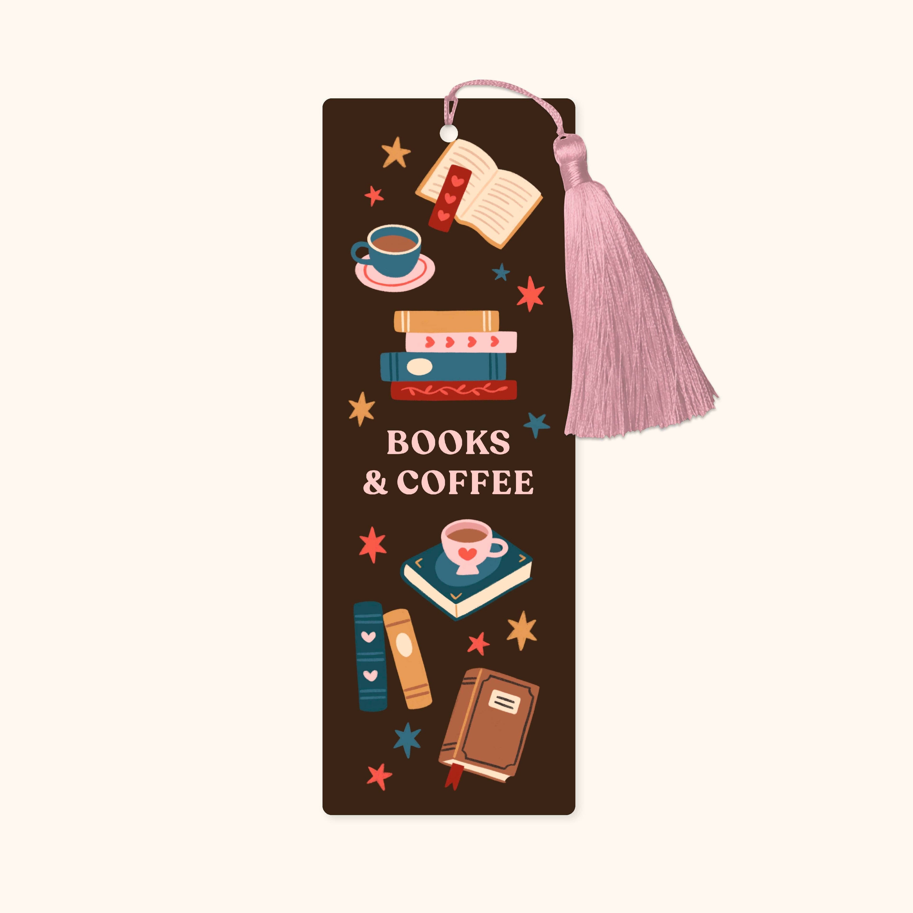 Hopscotch Paper Co. - Books and Coffee Bookmark with Tassel