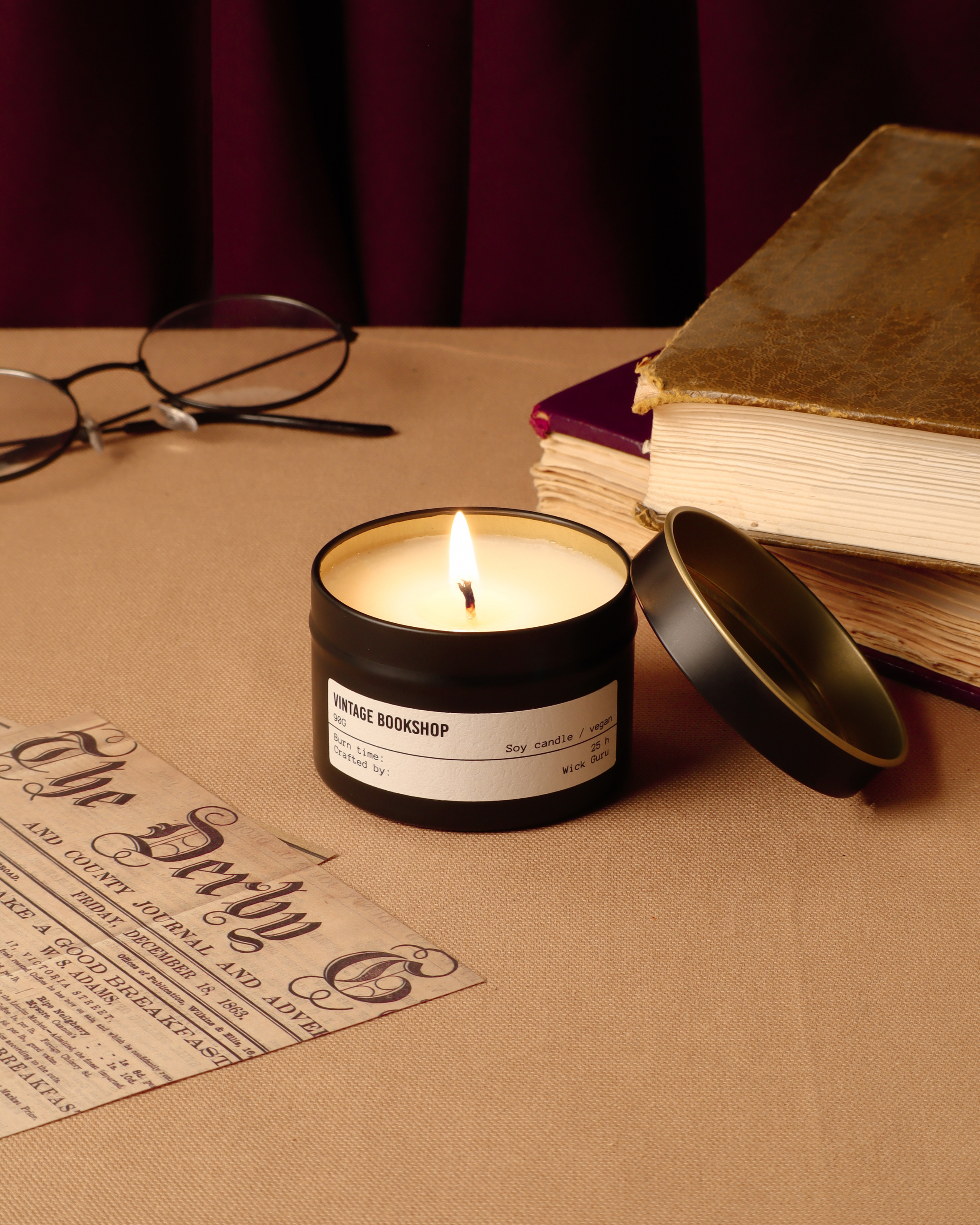 Vintage Bookshop Candle – Literary Gift, Handmade