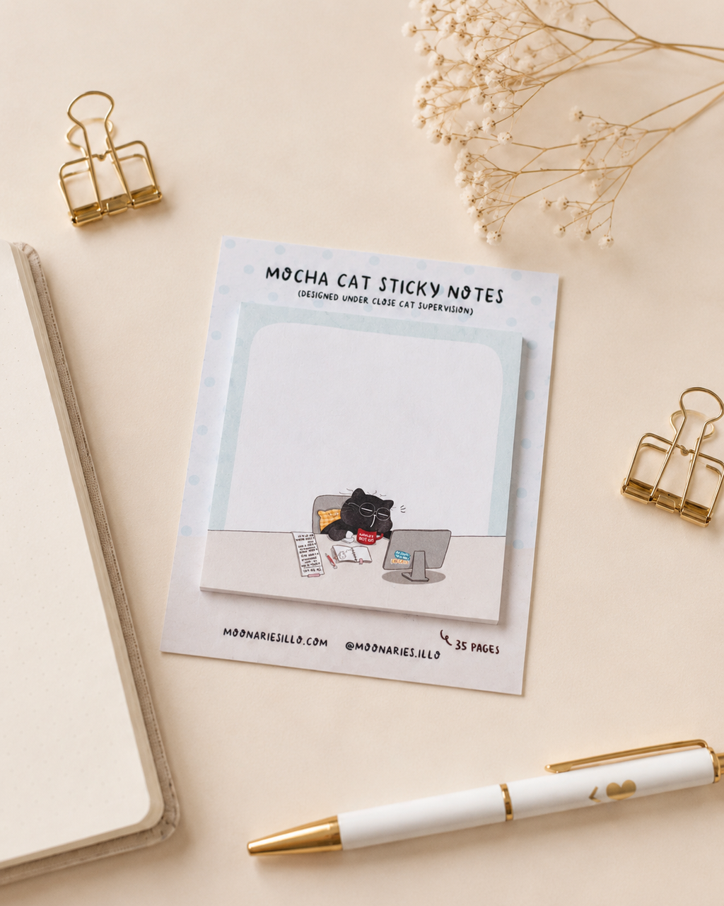 Cat Square Sticky Notes, Coworker Cat Gift