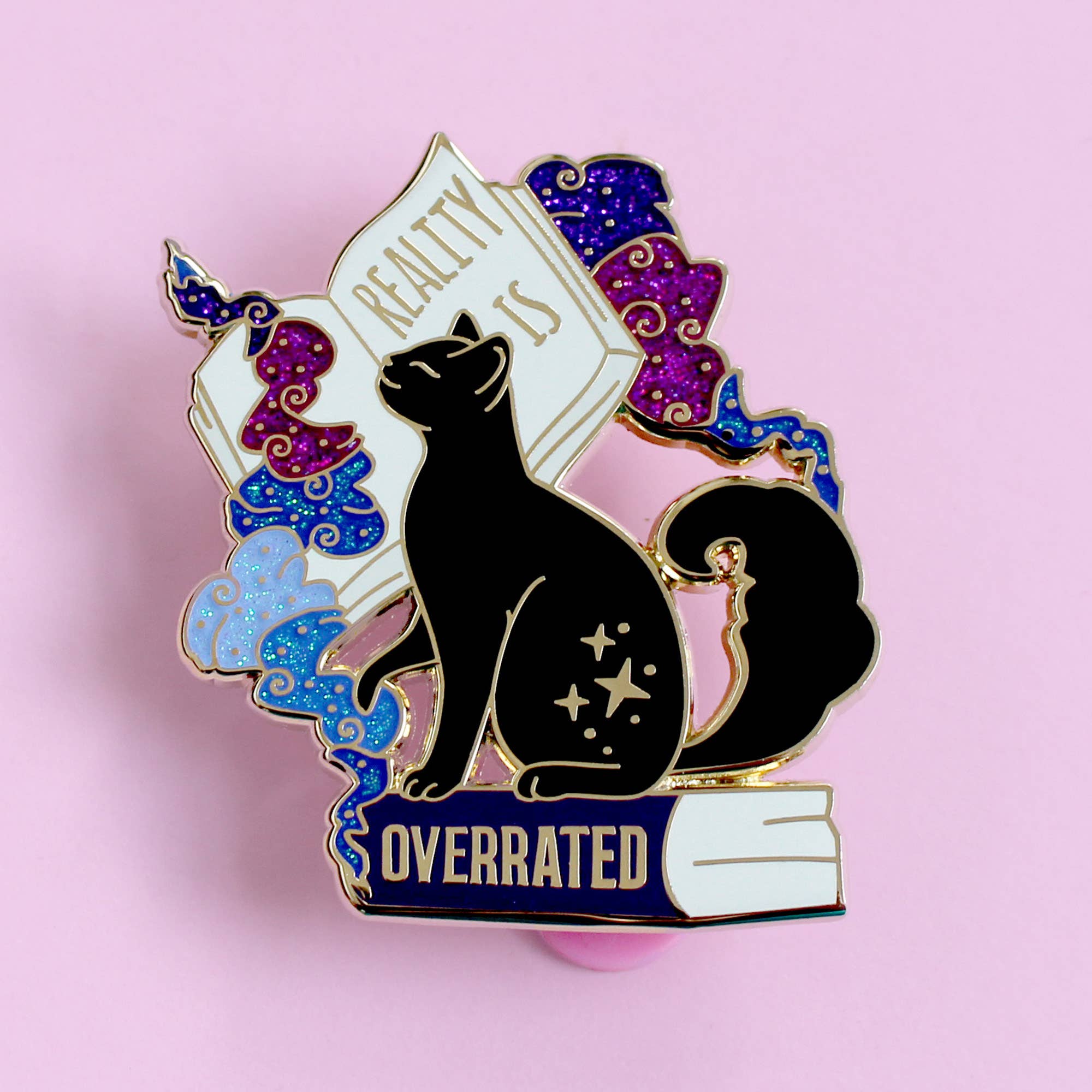 Glitter Punk - Reality is Overrated Cat Enamel Pin