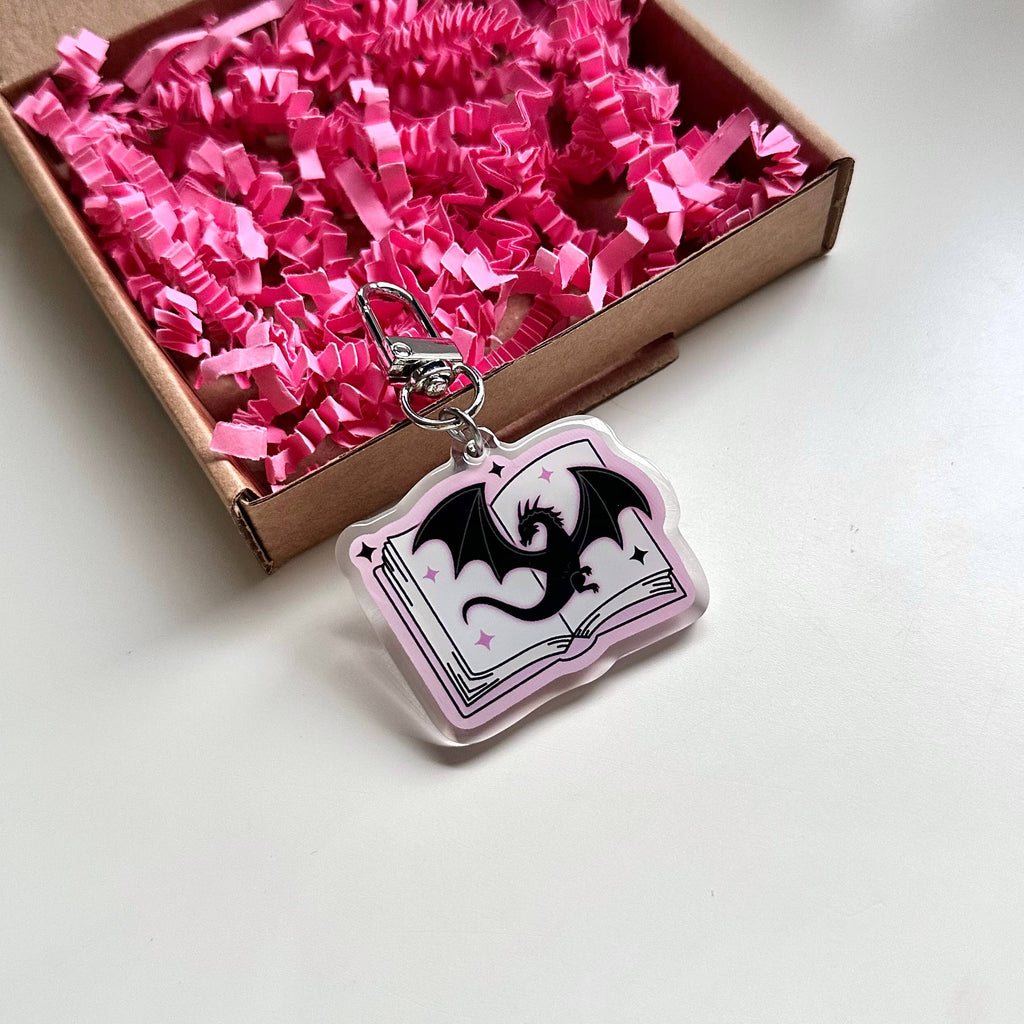 Dragon Book Keyring Fantasy Romantasy Magic Gift