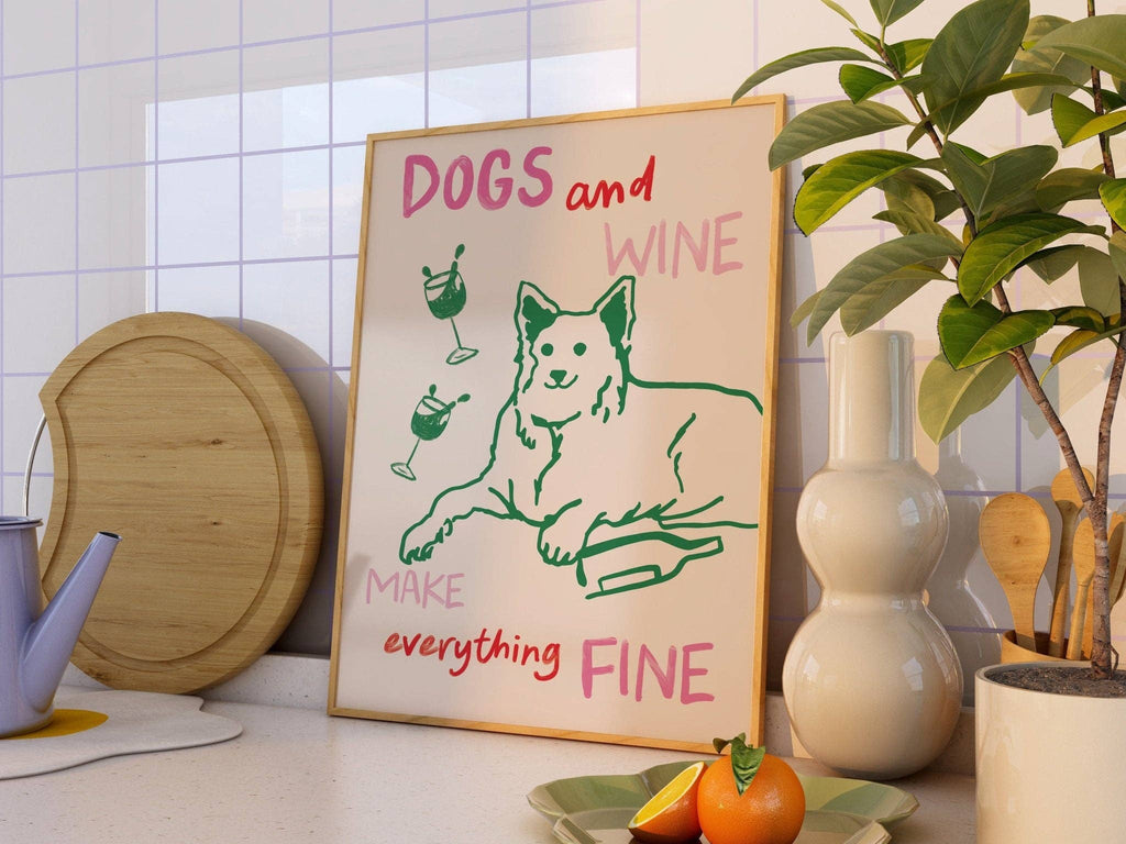 Dogs and Wine Kitchen Print