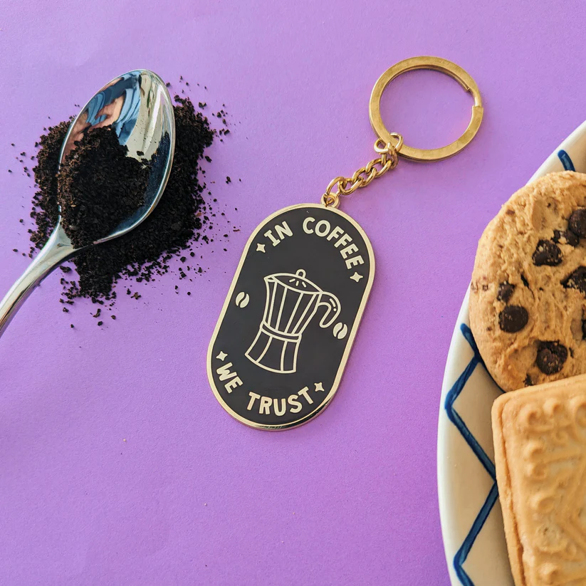 In Coffee We Trust Keyring