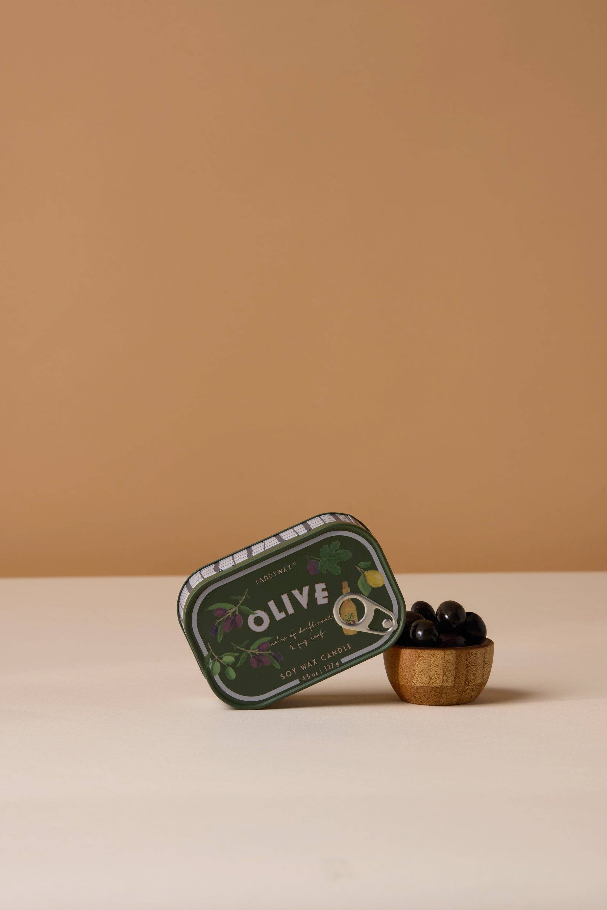 Paddywax Bistro 4.5oz/127g Olive Printed Tin Candle - Fig  Olive
