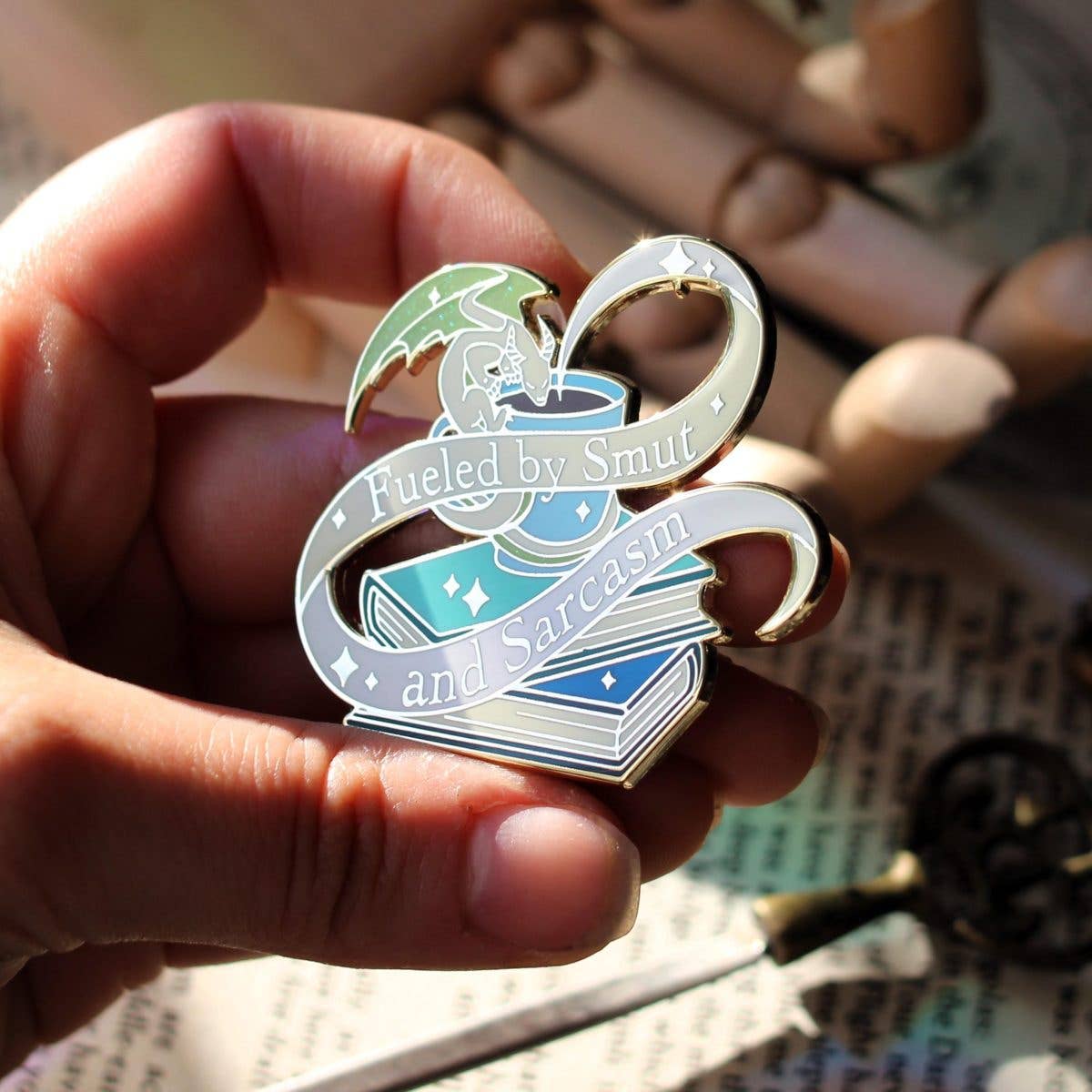 Geek and Artsy - Fueled by Smut and Sarcasm Enamel Pin