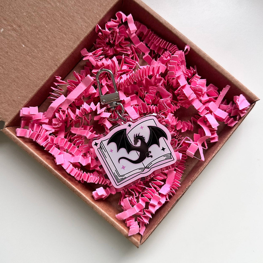 Dragon Book Keyring Fantasy Romantasy Magic Gift
