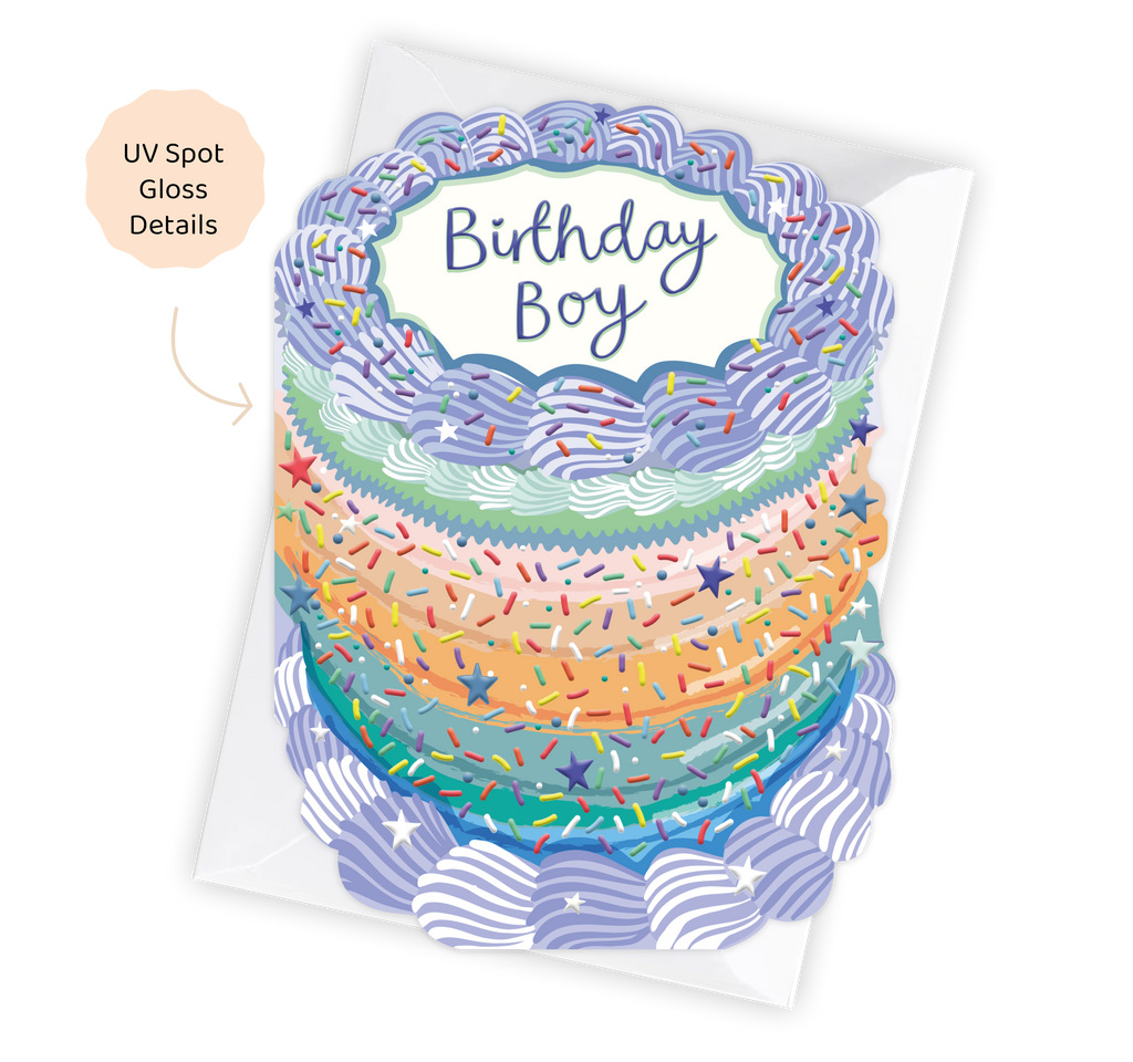 Birthday Boy - Birthday Cake Shaped Greeting Card