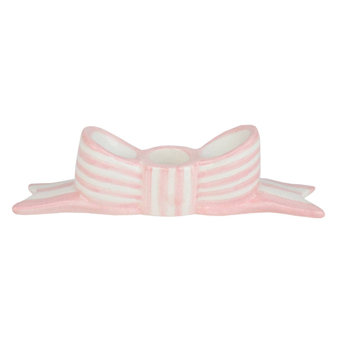 Hand-Painted Pink Bow Ceramic Candle Holder | Wedding Decor |