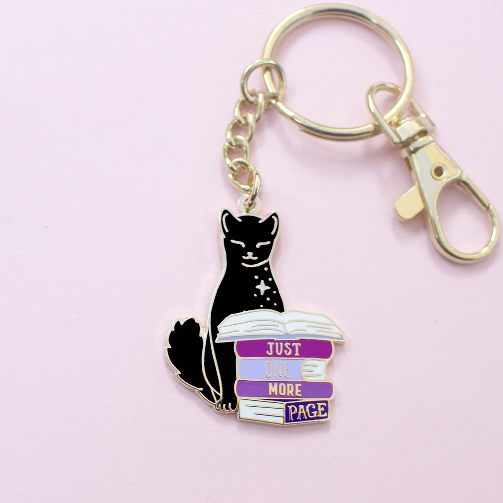 Glitter Punk - Just One More Page cat Key Chain