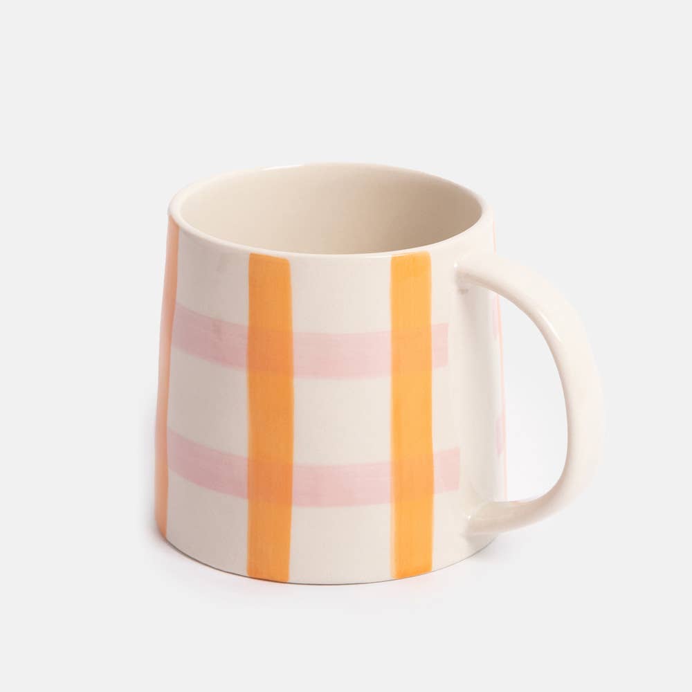 Caroline Gardner - Orange/Pink Check Large Mug