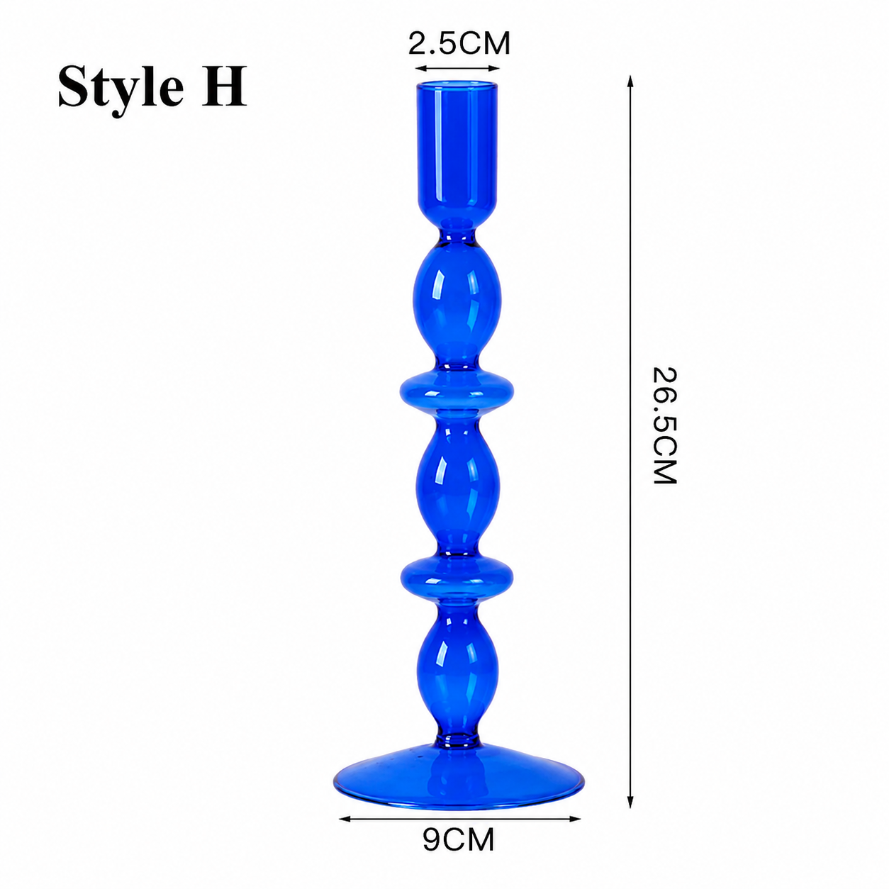 Blue Glass Candlestick Holder / Vase - Modern Candle Stand