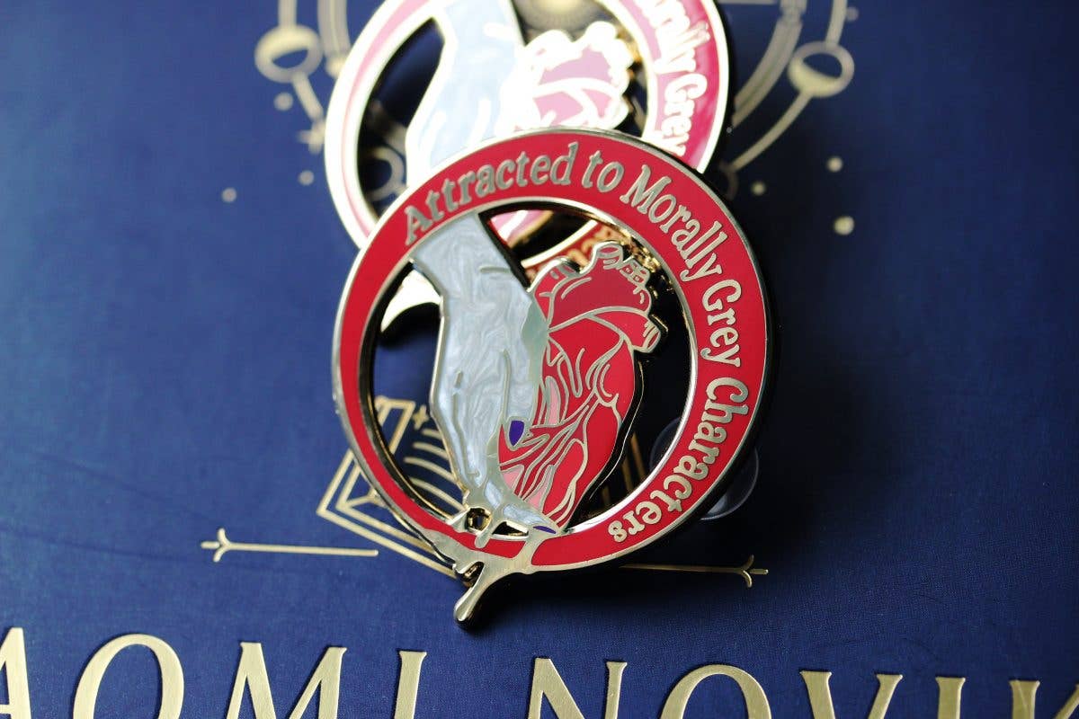Morally Grey- book lover enamel pin