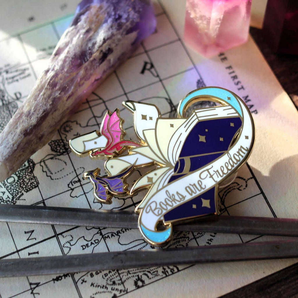 Geek and Artsy - Books are Freedom Enamel Pin